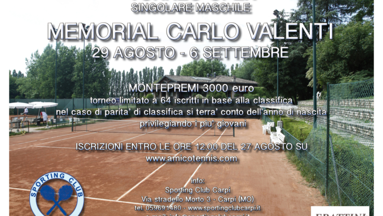 TORNEO OPEN “MEMORIAL CARLO VALENTI” montepremi 3.000 €